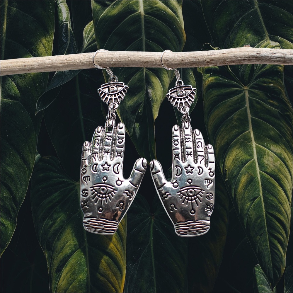 NWT | Boho Palmistry Celestial Silver Plated Hand | Tarot | Earrings